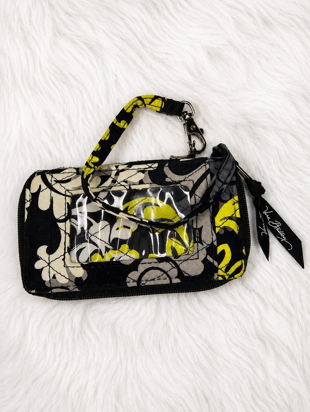 Vera Bradley Black and Yellow Floral Women's Wristlet